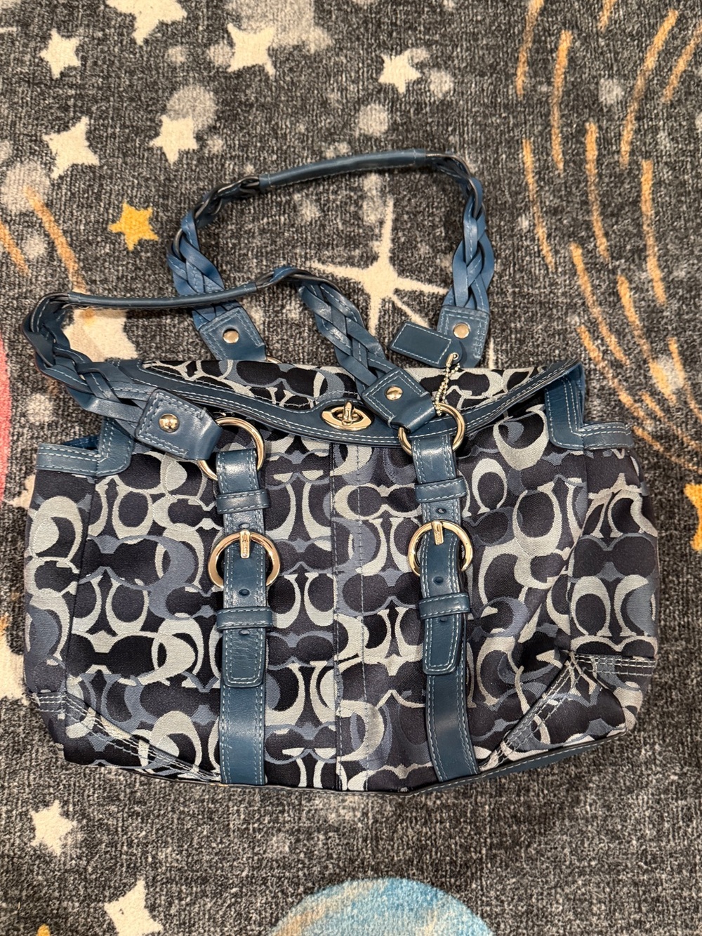 Vintage Coach Chelsea Optic Signature Turnlock Bag